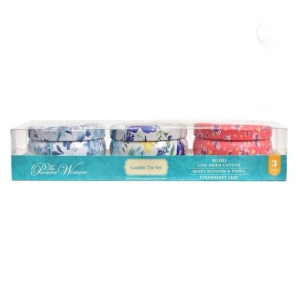 The Pioneer Women 3-Piece Painterly Floral Tin Candle Set